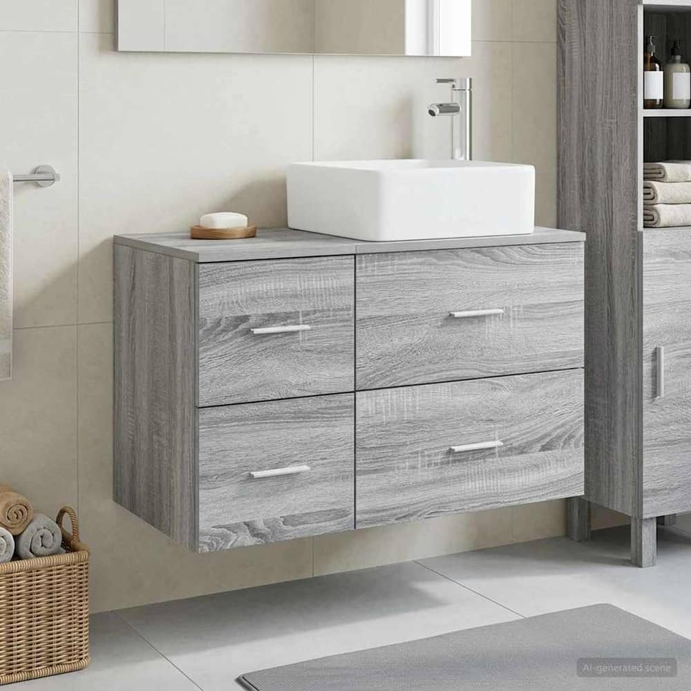 Bathroom Cabinet Set 2 pcs 79.5 x 41 x 80 cm Grey sonoma