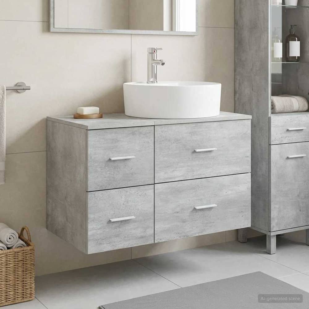 Bathroom Cabinet Set 2 pcs 79.5 x 44.5 x 82 cm Concrete grey