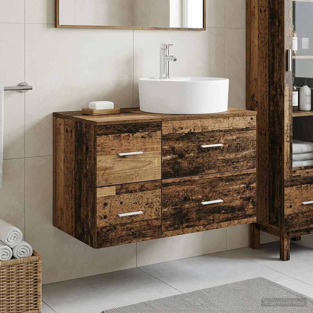 Bathroom Cabinet Set 2 pcs 79.5 x 44.5 x 82 cm Old wood