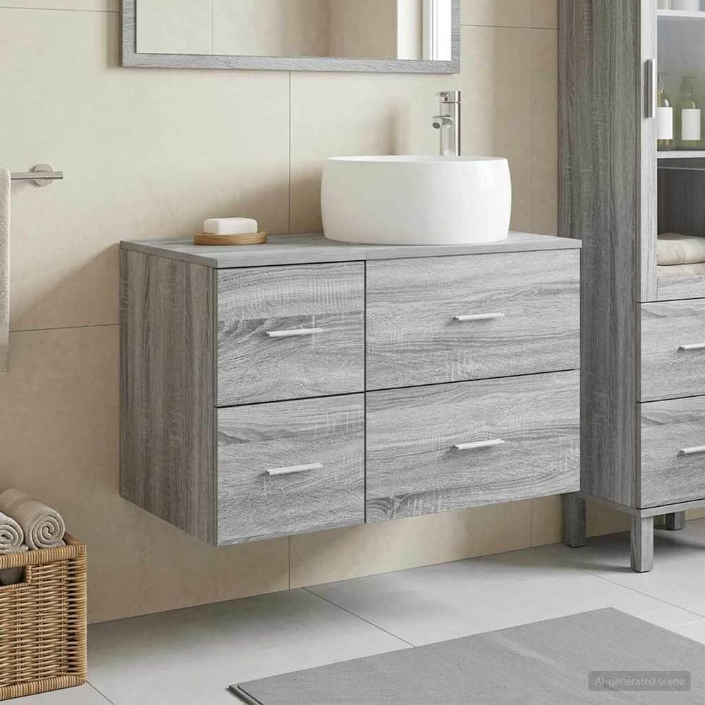 Bathroom Cabinet Set 2 pcs 79.5 x 44.5 x 80 cm Grey sonoma