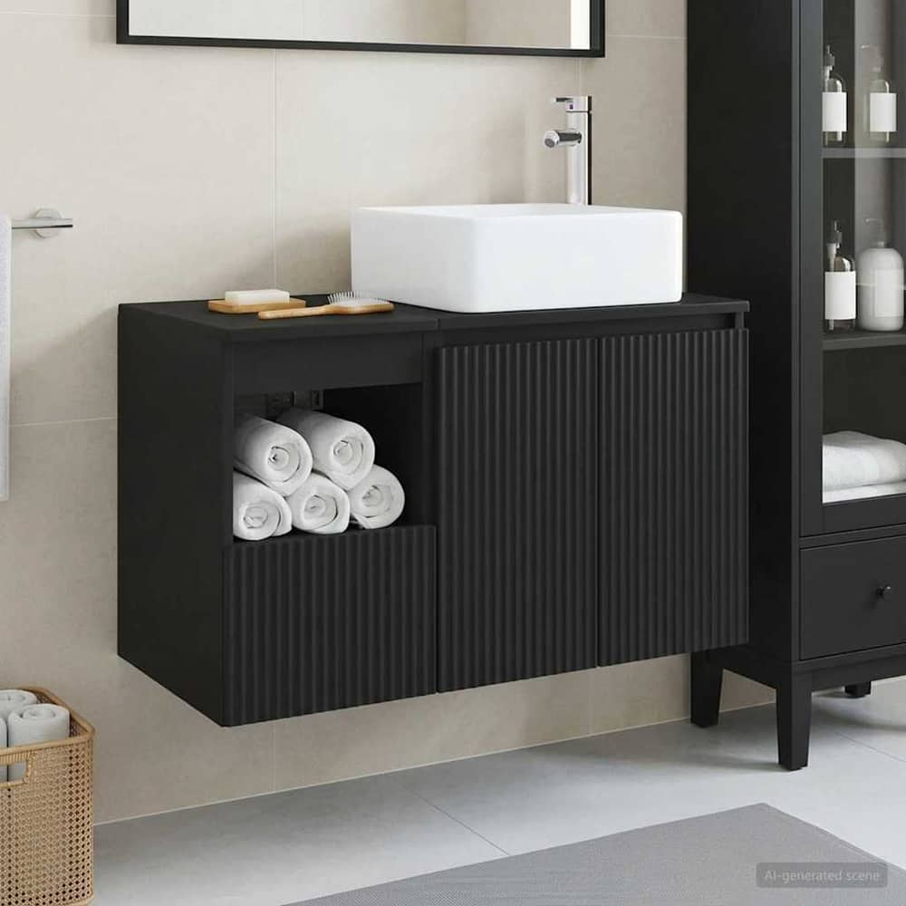 Bathroom Cabinet Set 2 pcs 79.5 x 41 x 80 cm Black