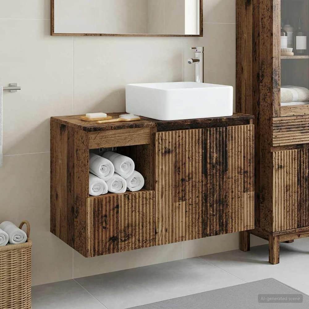 Bathroom Cabinet Set 2 pcs 79.5 x 41 x 80 cm Old wood