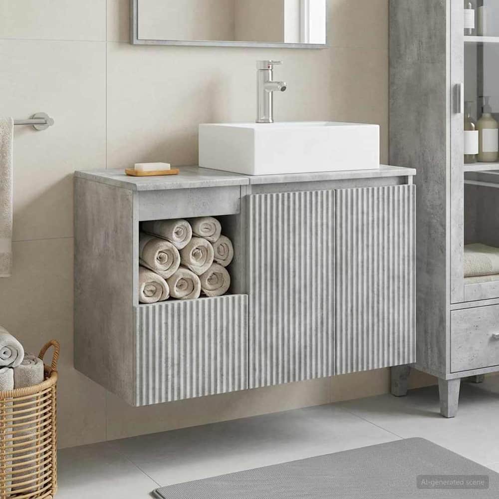 Bathroom Cabinet Set 2 pcs 79.5 x 41 x 79.5 cm Concrete grey
