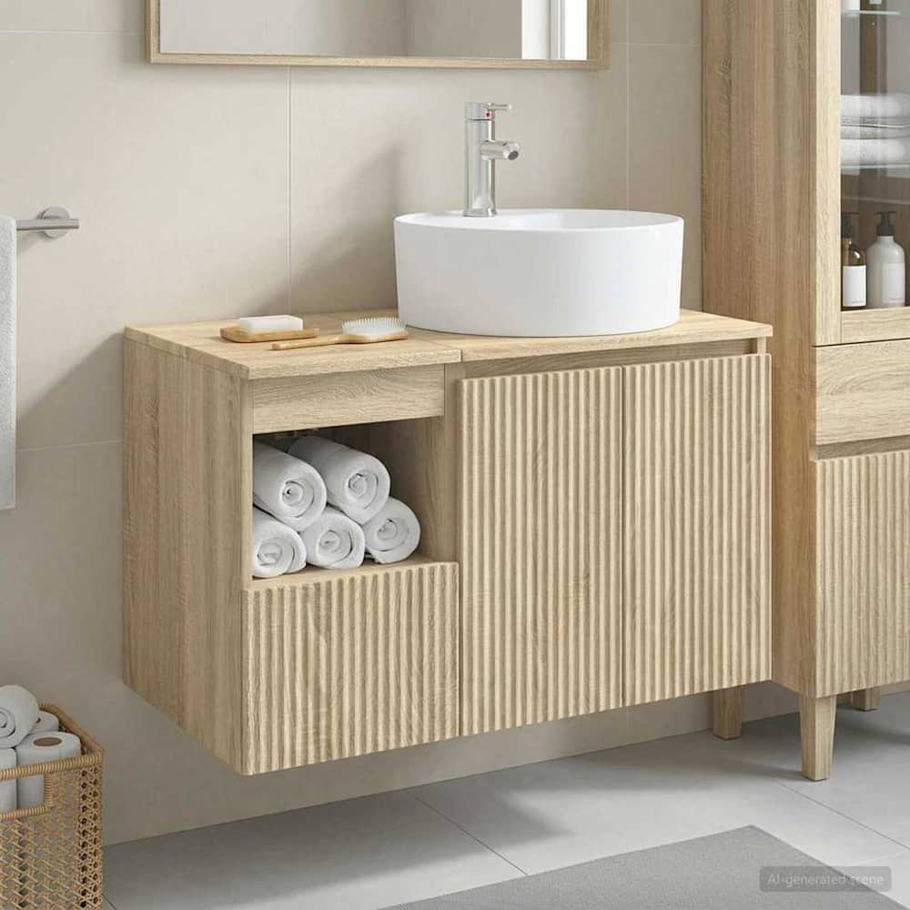 Bathroom Cabinet Set 2 pcs 79.5 x 44.5 x 82 cm Sonoma oak
