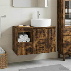 Bathroom Cabinet Set 2 pcs 79.5 x 44.5 x 82 cm Smoked oak