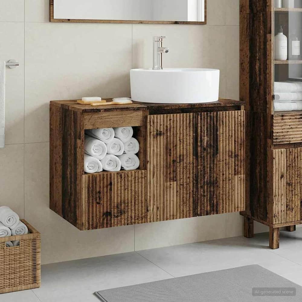 Bathroom Cabinet Set 2 pcs 79.5 x 44.5 x 82 cm Old wood