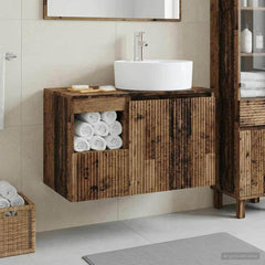 Bathroom Cabinet Set 2 pcs 79.5 x 44.5 x 82 cm Old wood