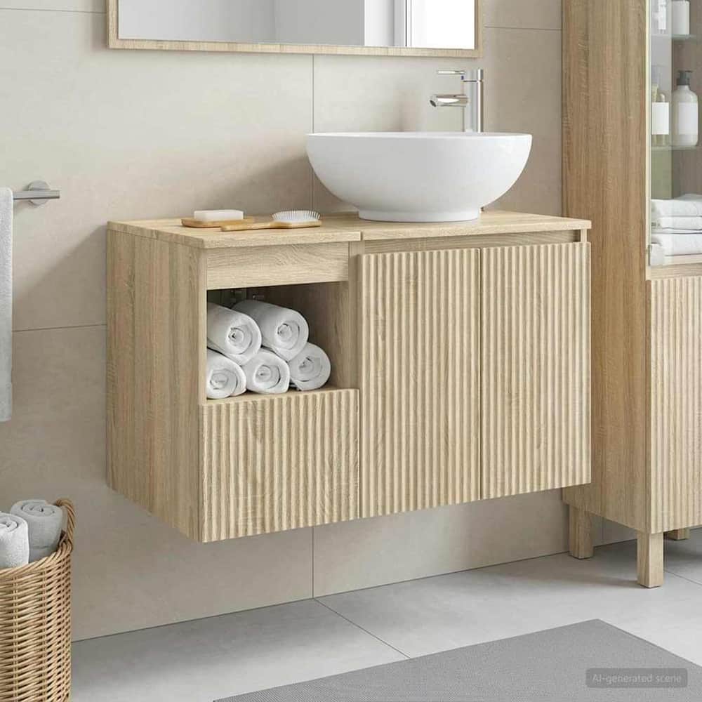 Bathroom Cabinet Set 2 pcs 79.5 x 44.5 x 80 cm Sonoma oak