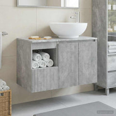 Bathroom Cabinet Set 2 pcs 79.5 x 44.5 x 80 cm Concrete grey