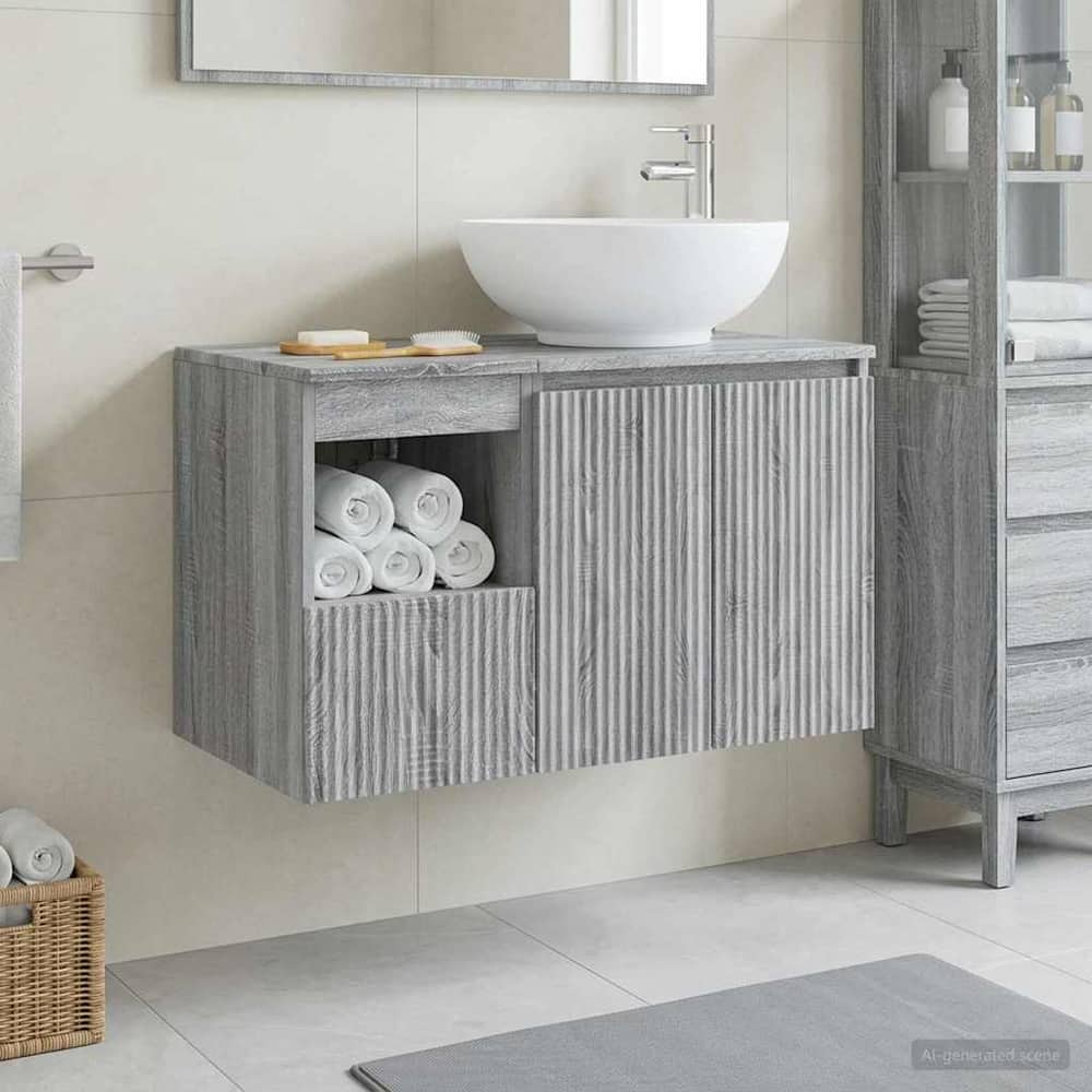 Bathroom Cabinet Set 2 pcs 79.5 x 44.5 x 80 cm Grey sonoma