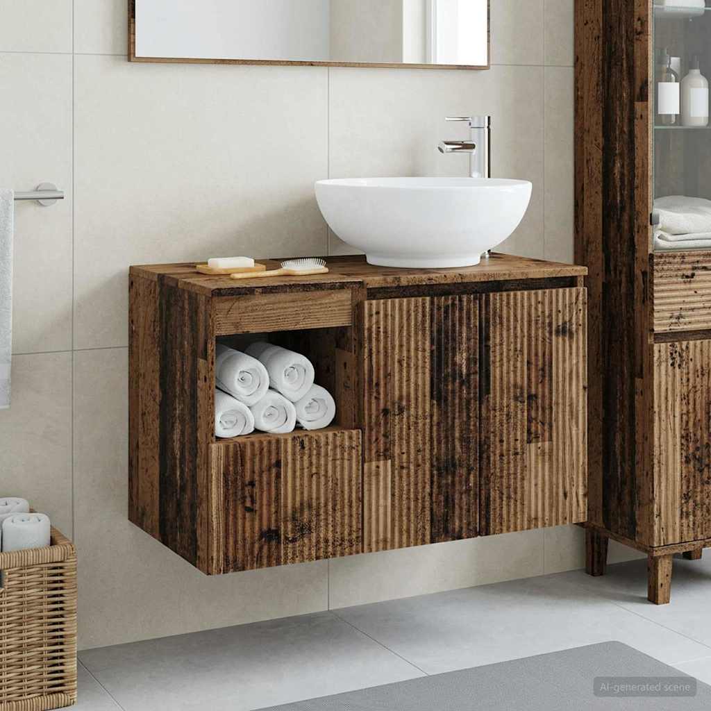 Bathroom Cabinet Set 2 pcs 79.5 x 44.5 x 80 cm Old wood