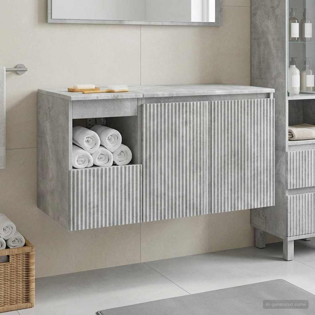 Bathroom Cabinet Set 2 pcs 92.5 x 44.5 x 50 cm Concrete grey