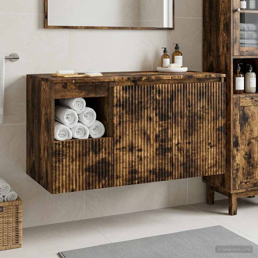Bathroom Cabinet Set 2 pcs 92.5 x 44.5 x 50 cm Smoked oak