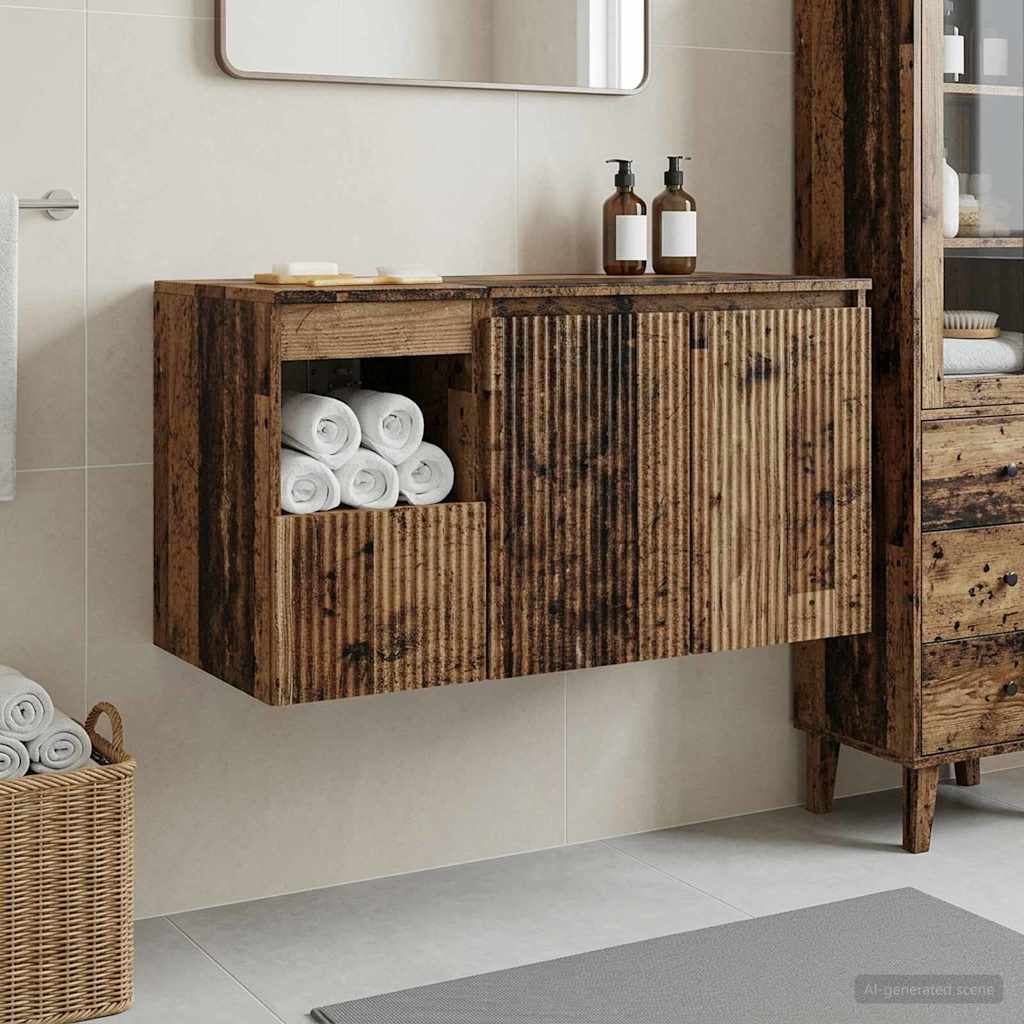 Bathroom Cabinet Set 2 pcs 92.5 x 44.5 x 50 cm Old wood