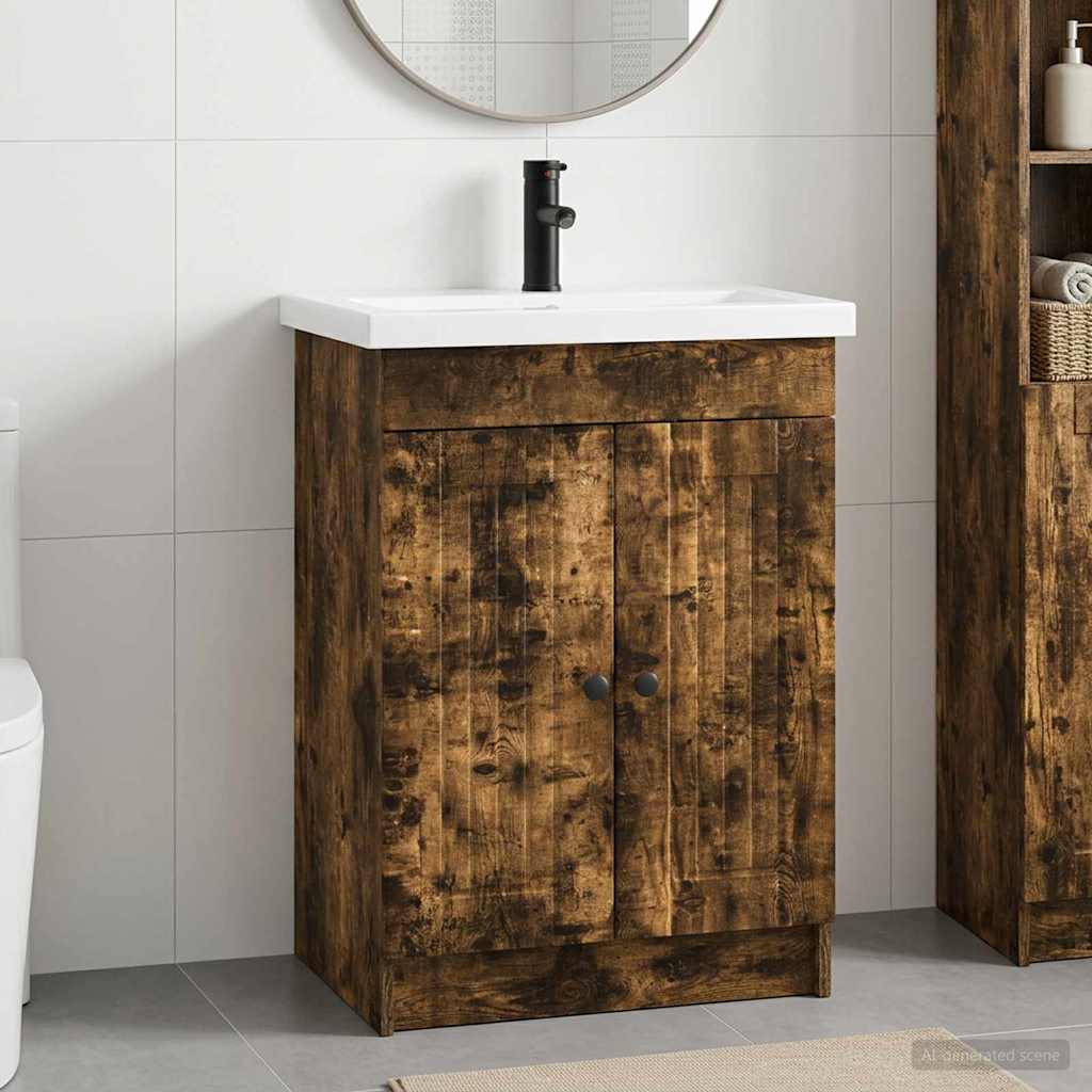 Bathroom Furniture Depth 37.5 cm Smoked oak 56 cm