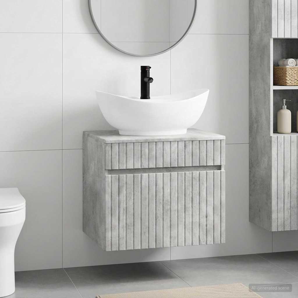 Bathroom Sink Cabinet 59 x 44.5 x 80 cm Concrete grey