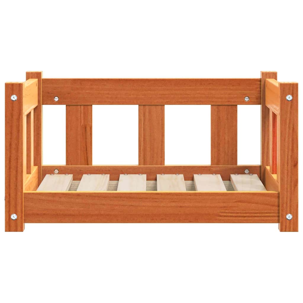 vidaXL Dog Bed 55.5 x 45.5 x 28 cm Solid Pine Wood Wax Brown 4