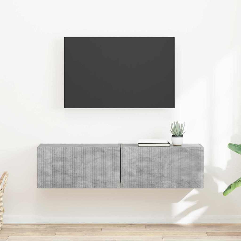 TV Wall Cabinet Engineered Wood 2 pcs 60 x 31 x 29.5 cm Concrete grey