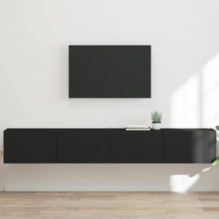 TV Wall Cabinet Engineered Wood 2 pcs 98 x 31 x 29.5 cm Black