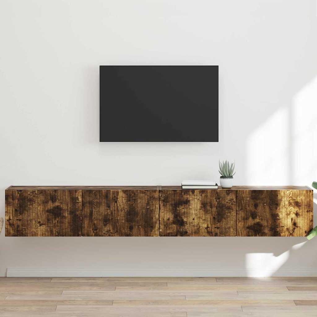 TV Wall Cabinet Engineered Wood 2 pcs 98 x 31 x 29.5 cm Smoked oak
