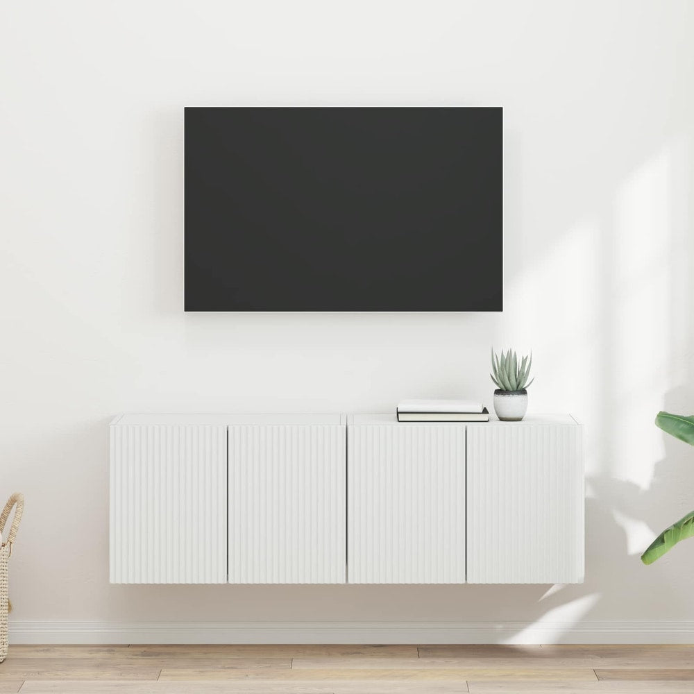 TV Wall Cabinet Engineered Wood 2 pcs White
