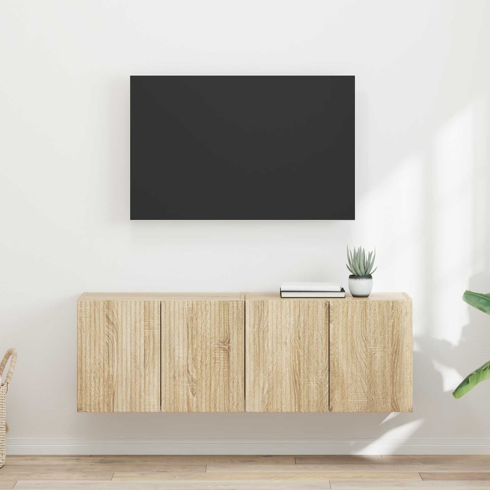 TV Wall Cabinet Engineered Wood 2 pcs Sonoma oak