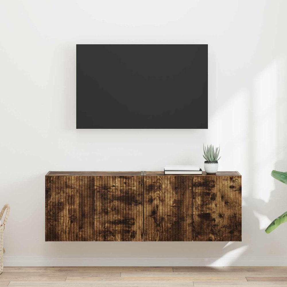 TV Wall Cabinet Engineered Wood 2 pcs Smoked oak
