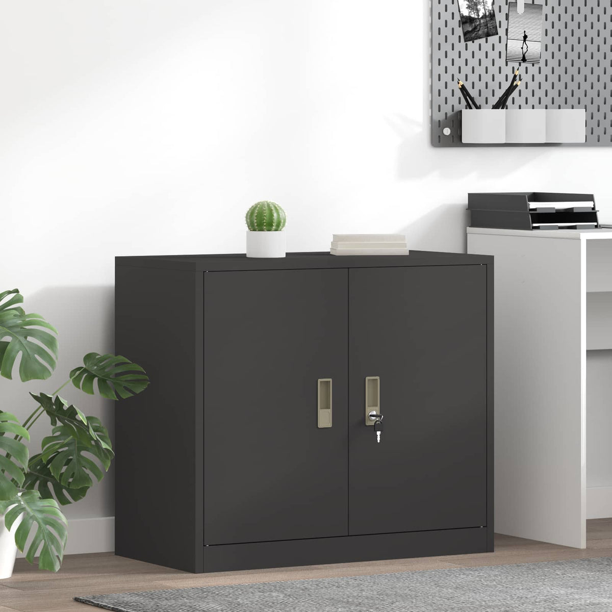 Storage Cabinet Steel Width 80 cm Black 70 cm