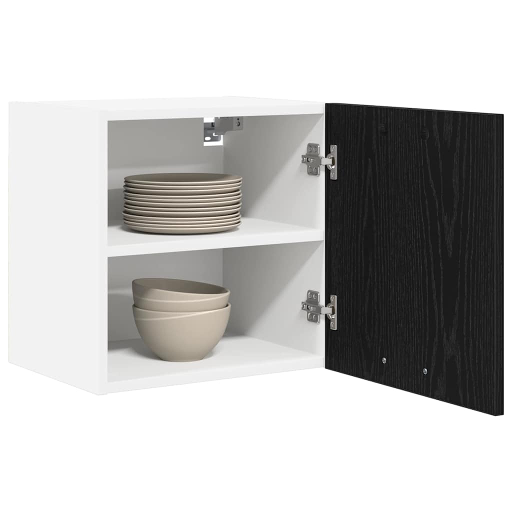 vidaXL Hanging Cabinet Black Oak and White 40 x 31 x 40 cm 3