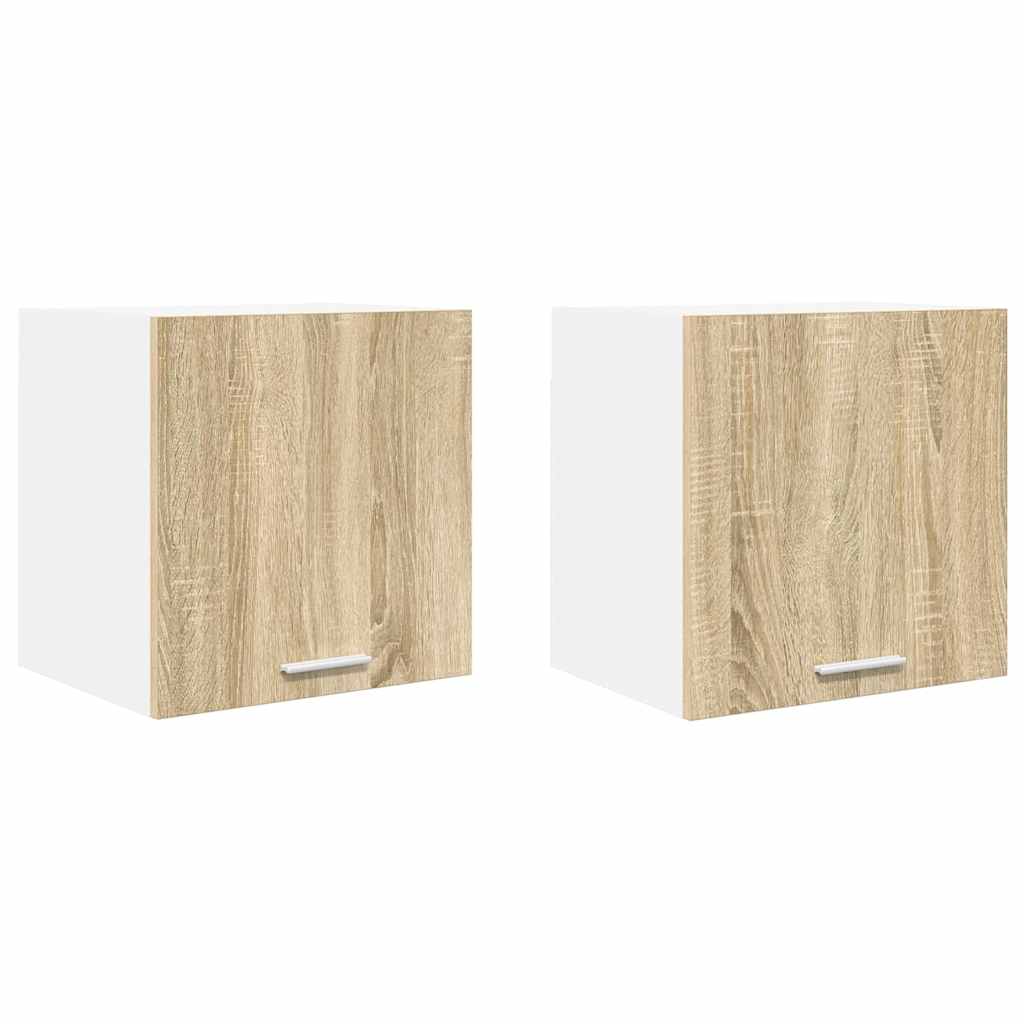 vidaXL Hanging Cabinet 2 pcs Sonoma Oak and White Engineered Wood 2