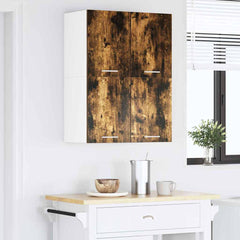 vidaXL Hanging Cabinet Smoked Oak and White 60 x 31 x 40 cm 4