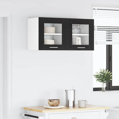 vidaXL Hanging Cabinet 2 pcs Black Oak Engineered Wood 4