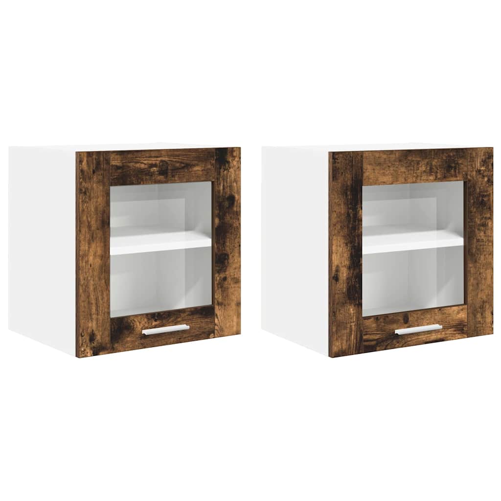 vidaXL Hanging Cabinet 2 pcs Smoked Oak Engineered Wood 2