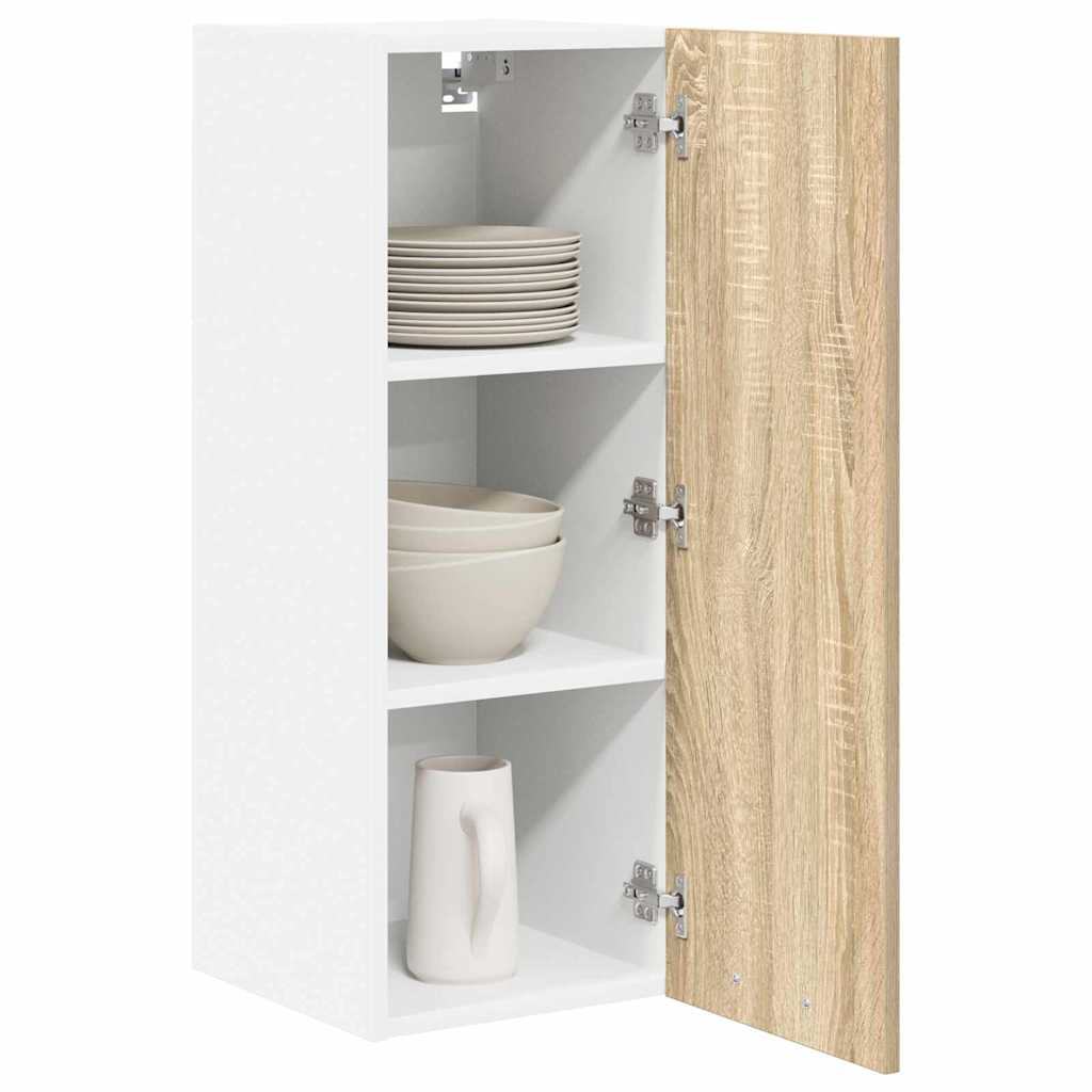 vidaXL Hanging Cabinet Sonoma Oak and White 30 x 31 x 80 cm 3