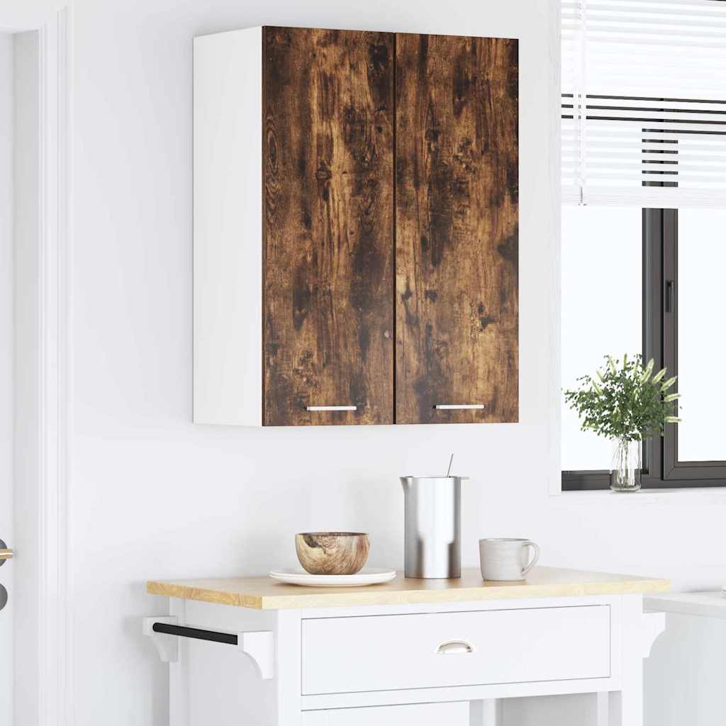 vidaXL Hanging Cabinet Smoked Oak and White 30 x 31 x 80 cm 4