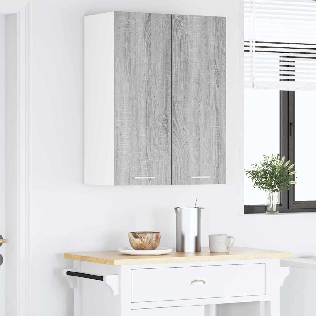vidaXL Hanging Cabinet Grey Sonoma and White 30 x 31 x 80 cm 4