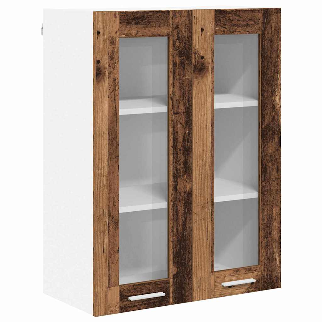 Hanging Cabinet and White 57 x 57 x 40 cm Old wood 1x hanging cabinet (3 shelves) 20–1x hanging glass cabinet (2 doors) 60 cm wide 80 cm high 1x hanging glass cabinet (2 doors) 60 cm wide 80 cm high