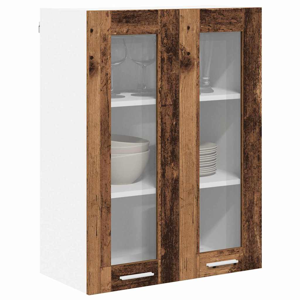 Hanging Cabinet and White 57 x 57 x 40 cm Old wood 1x hanging cabinet (3 shelves) 20–1x hanging glass cabinet (2 doors) 60 cm wide 80 cm high 1x hanging glass cabinet (2 doors) 60 cm wide 80 cm high