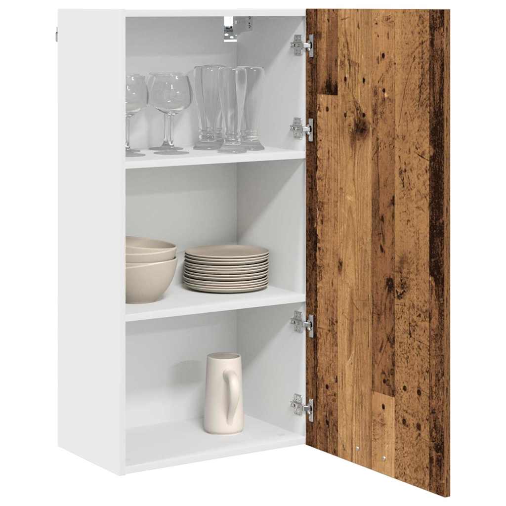 Hanging Cabinet and White 40 x 31 x 40 cm Old wood 1x hanging cabinet (1 door) 40 cm wide 40 cm high–1x hanging cabinet (2 shelves) 40 cm 1x hanging cabinet (1 door) 50 cm wide 100 cm high