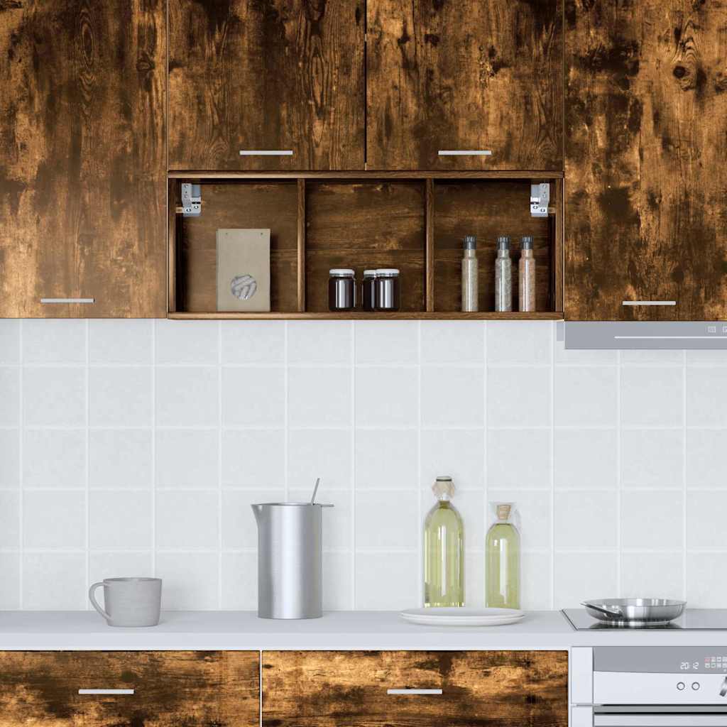 vidaXL Hanging Cabinet Smoked Oak 30 x 29.5 x 80 cm Engineered Wood 4