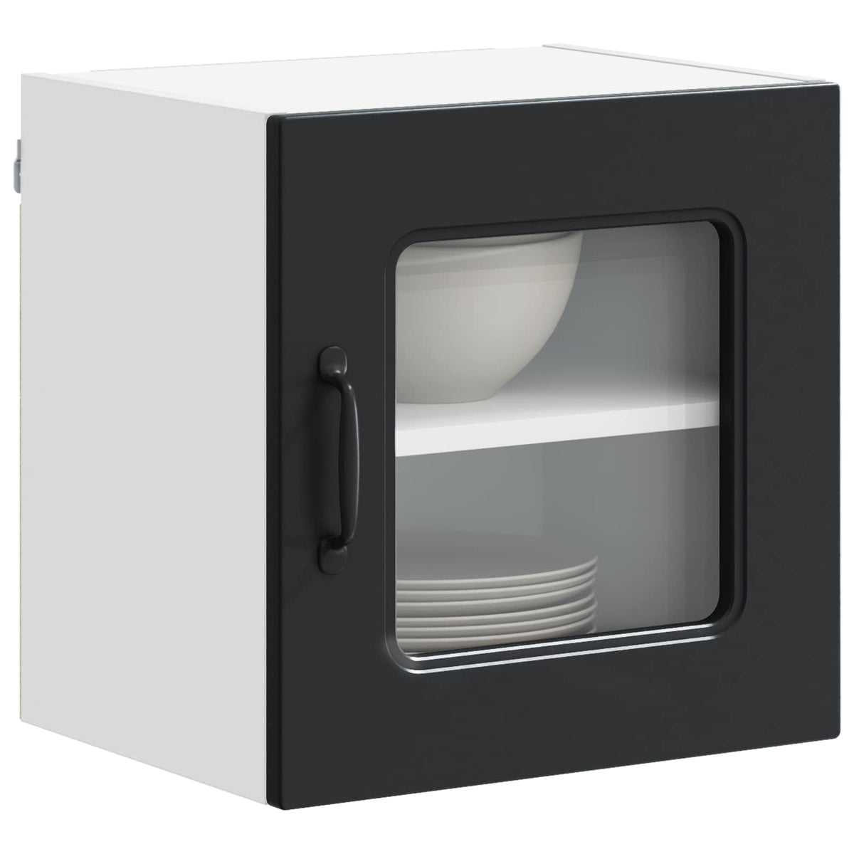 Dishwasher Panel with 2 Glass Doors KALMAR Black 1x wall glass cabinet (1 door) 40 cm wide 40 cm high–2x wall glass cabinet (1 door) 40 cm wide 80 cm high 1x wall glass cabinet (1 door) 40 cm wide 40 cm high