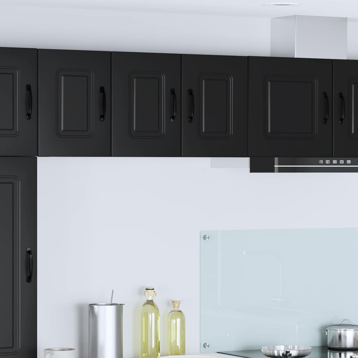 vidaXL Dishwasher Panel with 2 Glass Doors KALMAR Black