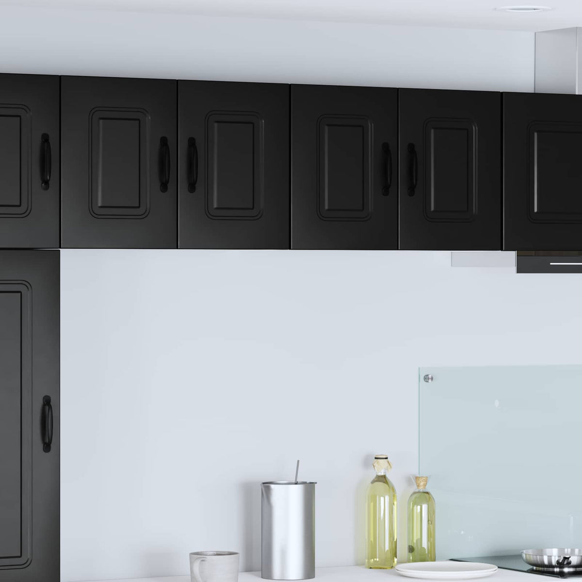 vidaXL Dishwasher Panel with 2 Glass Doors KALMAR Black