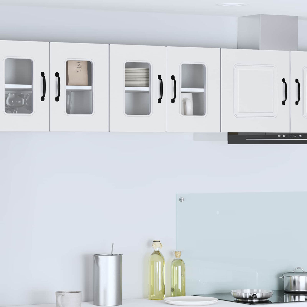 Dishwasher Panel KALMAR 2 pcs 40 x 31 x 80 cm White 2x wall glass cabinet (2 doors) 60 cm wide 40 cm high