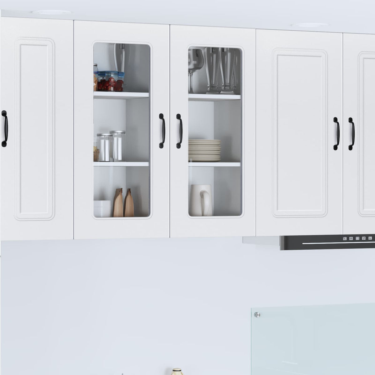 Dishwasher Panel KALMAR 2 pcs 40 x 31 x 80 cm White 2x wall glass cabinet (1 door) 40 cm wide 80 cm high