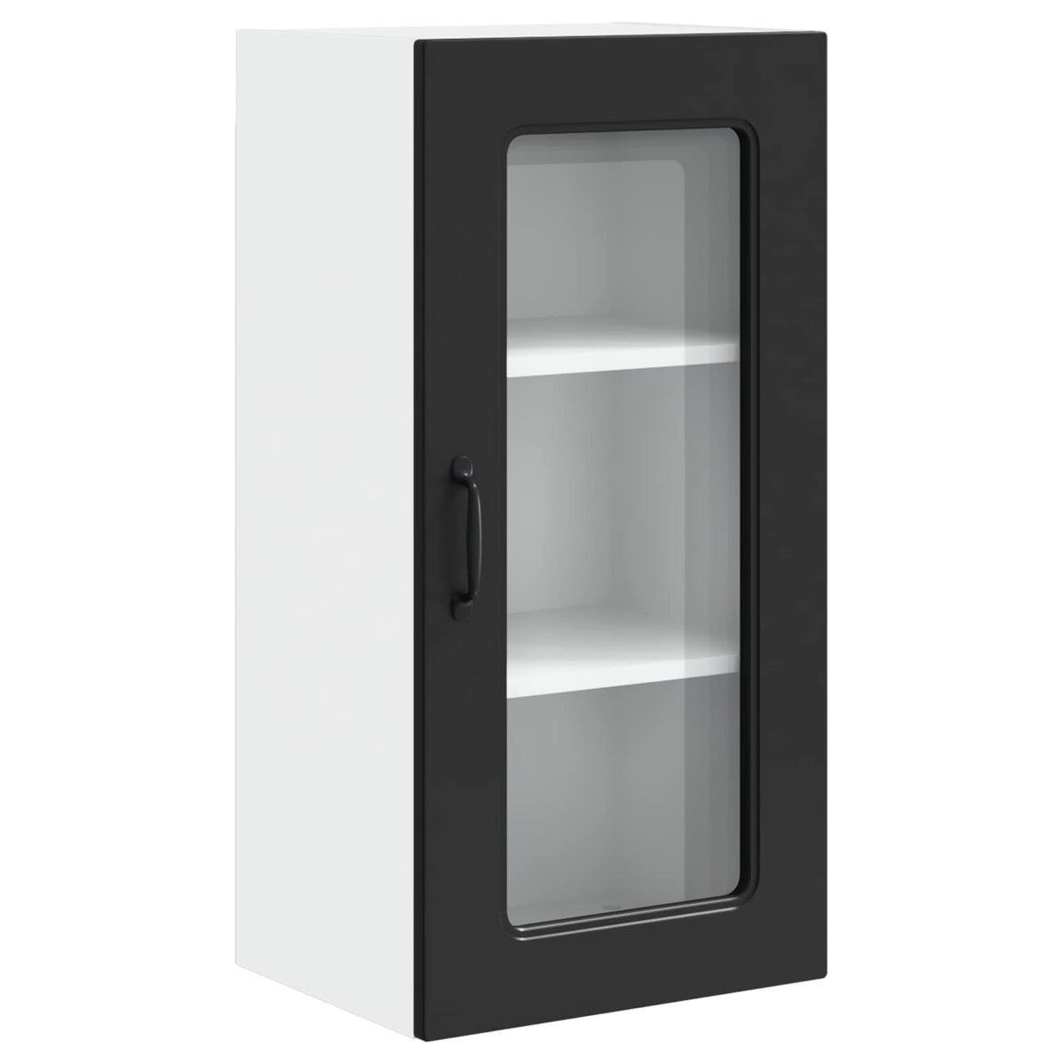 Dishwasher Panel with 2 Glass Doors KALMAR Black 1x wall glass cabinet (1 door) 40 cm wide 40 cm high–2x wall glass cabinet (1 door) 40 cm wide 80 cm high 1x wall glass cabinet (1 door) 40 cm wide 80 cm high