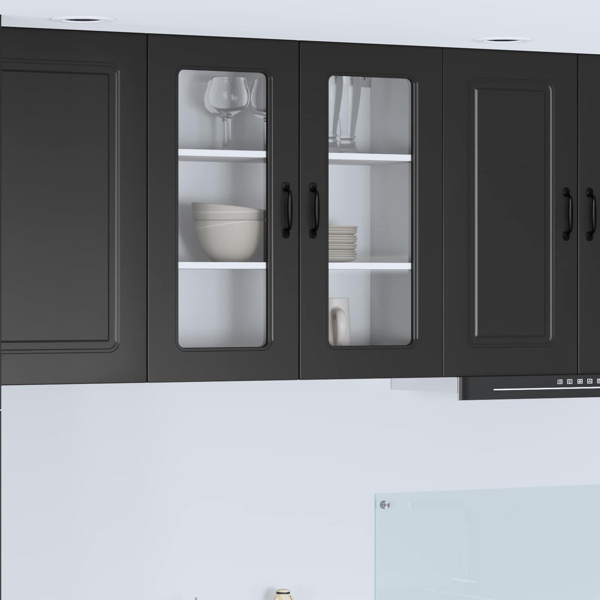 vidaXL Dishwasher Panel with 2 Glass Doors KALMAR Black