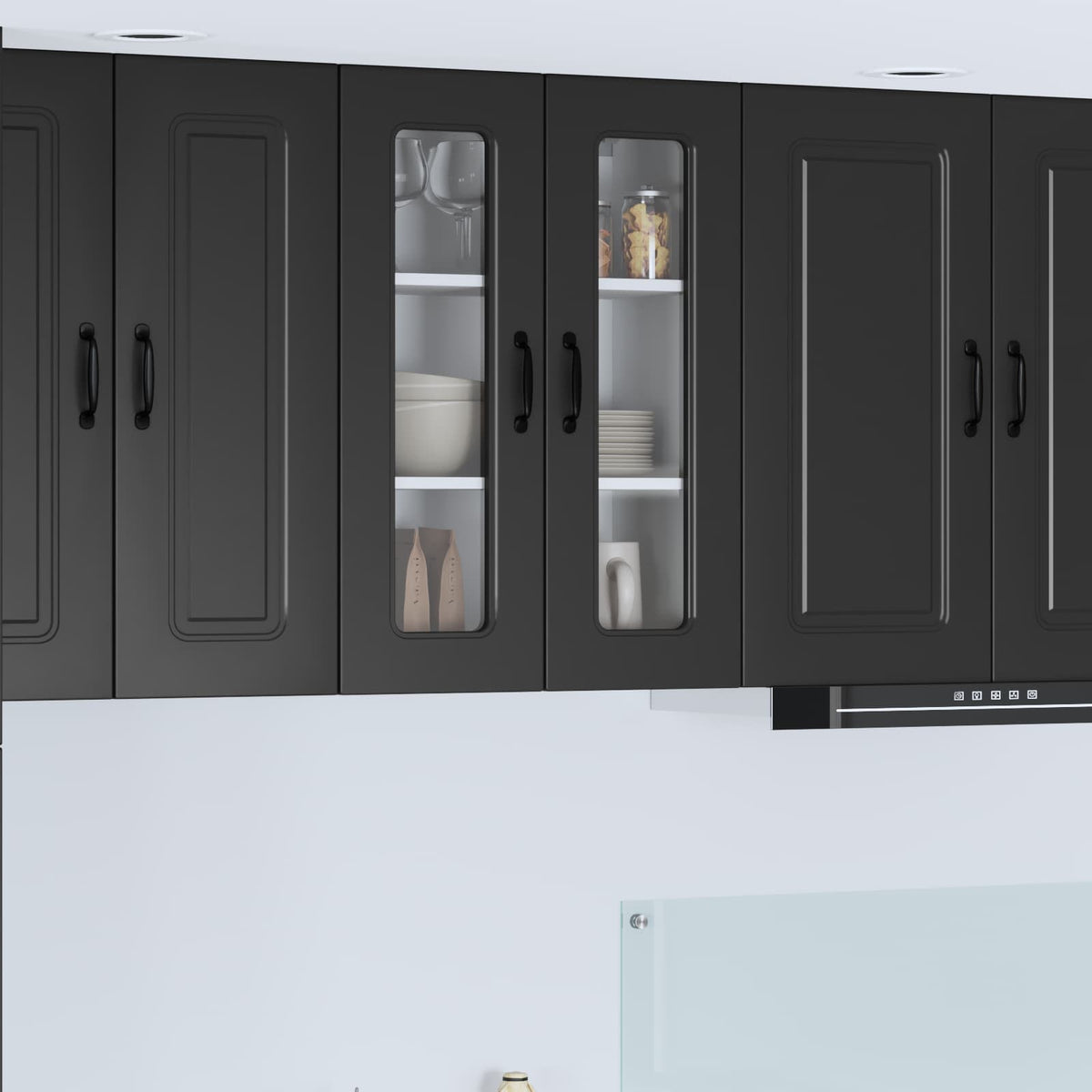 vidaXL Dishwasher Panel with 2 Glass Doors KALMAR Black