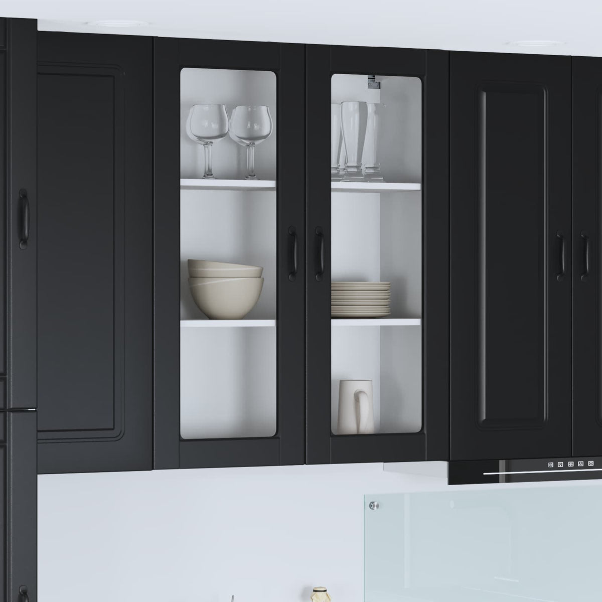 vidaXL Dishwasher Panel with 2 Glass Doors KALMAR Black