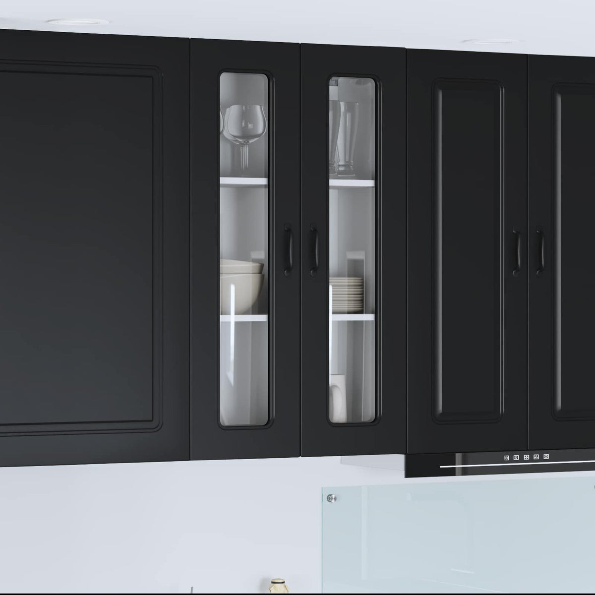vidaXL Dishwasher Panel with 2 Glass Doors KALMAR Black
